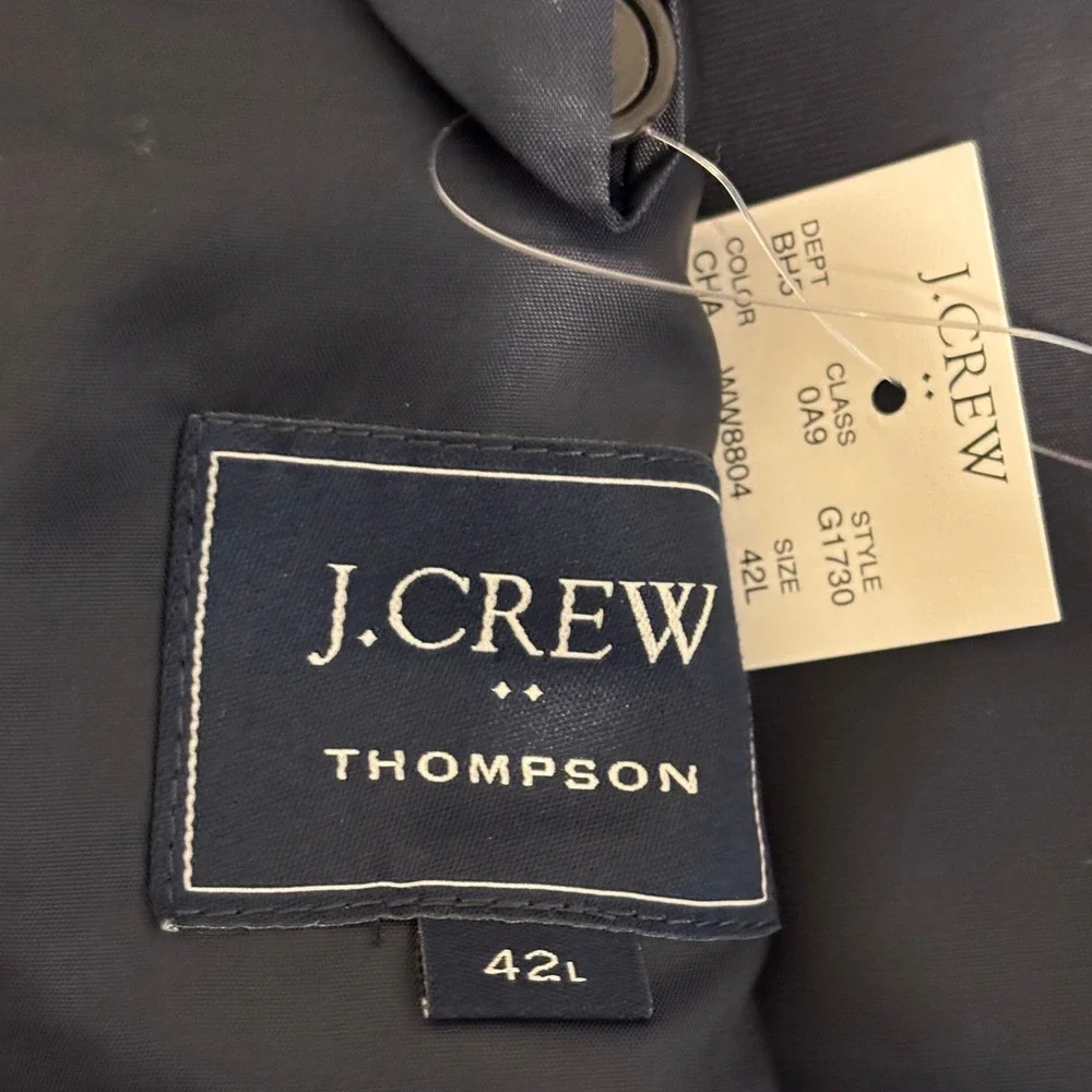 New J.Crew Thompson Suit Jacket Blazer Men 42L Gray Premium Wool Two Button NWT
